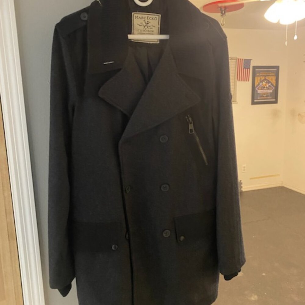 Marc Ecko Cut Sew Young Men's Black Peacoat Size Medium NWT